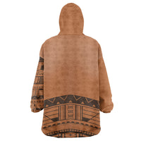 Polynesian Chief Inspired Costume Wearable Blanket Hoodie Tribal Pattern With Tooth Necklace