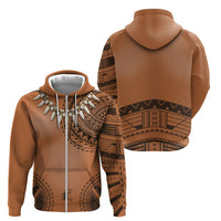 Polynesian Chief Inspired Costume Zip Hoodie Tribal Pattern With Tooth Necklace