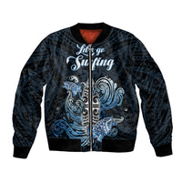 Personalised Polynesia Go Surfing Bomber Jacket The Pacific Wave Of Water LT05 Unisex Blue - Polynesian Pride