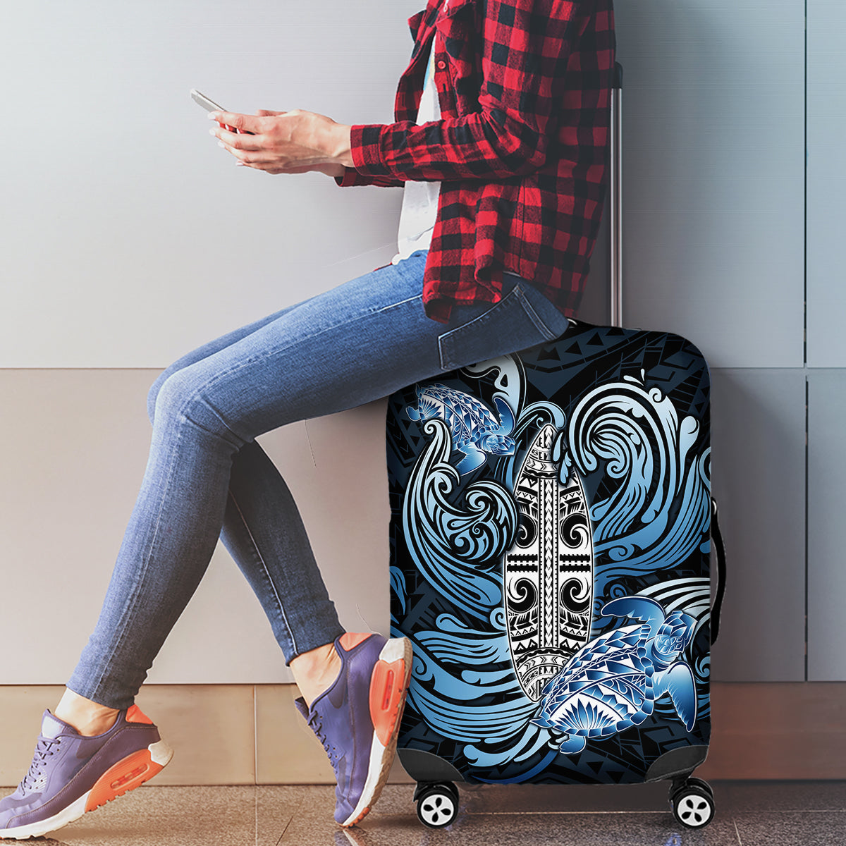 Polynesia Go Surfing Luggage Cover The Pacific Wave Of Water LT05 - Polynesian Pride