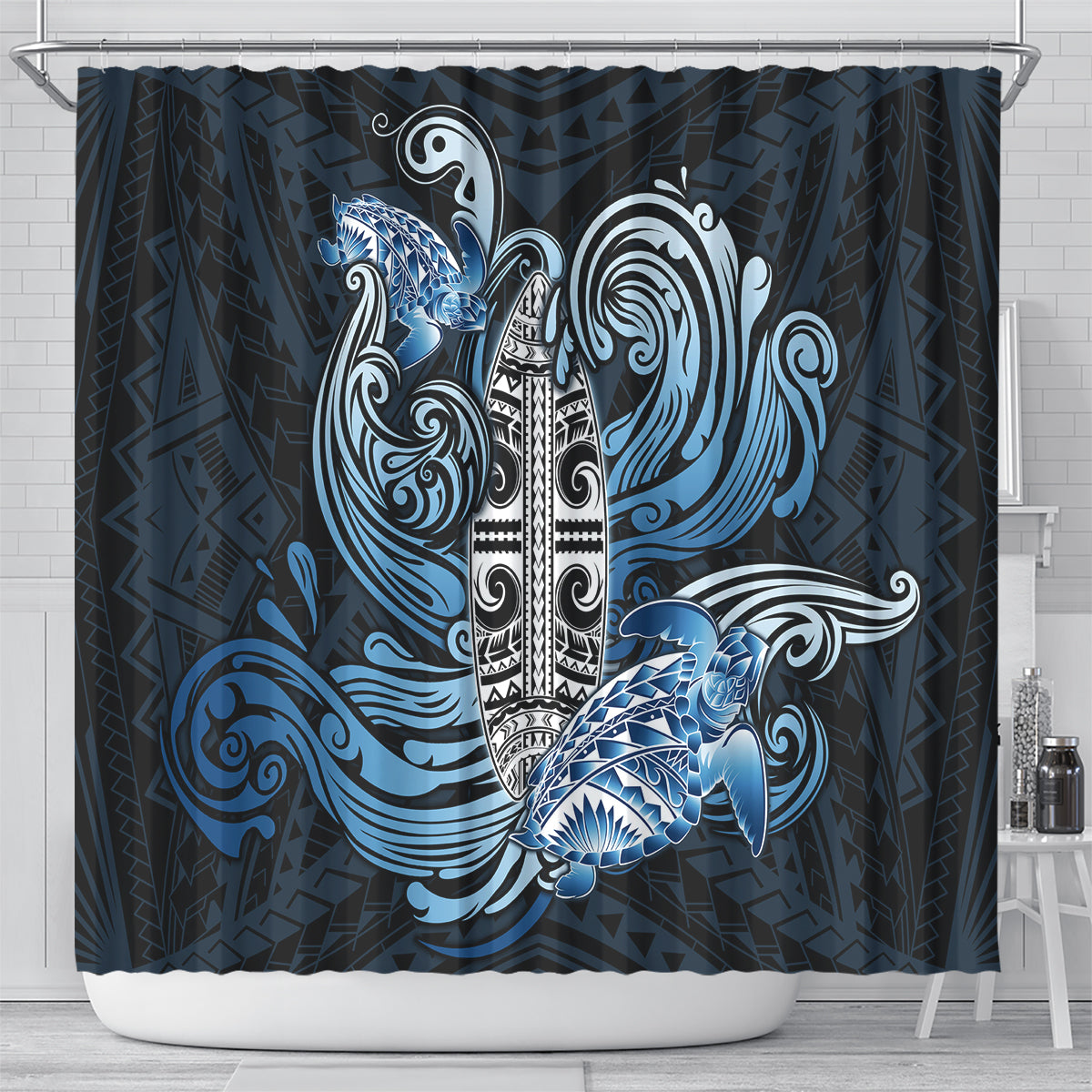 Polynesia Go Surfing Shower Curtain The Pacific Wave Of Water LT05 - Polynesian Pride