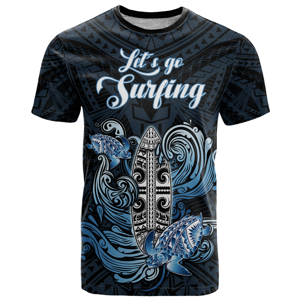 Personalised Polynesia Go Surfing T Shirt The Pacific Wave Of Water LT05 Blue - Polynesian Pride