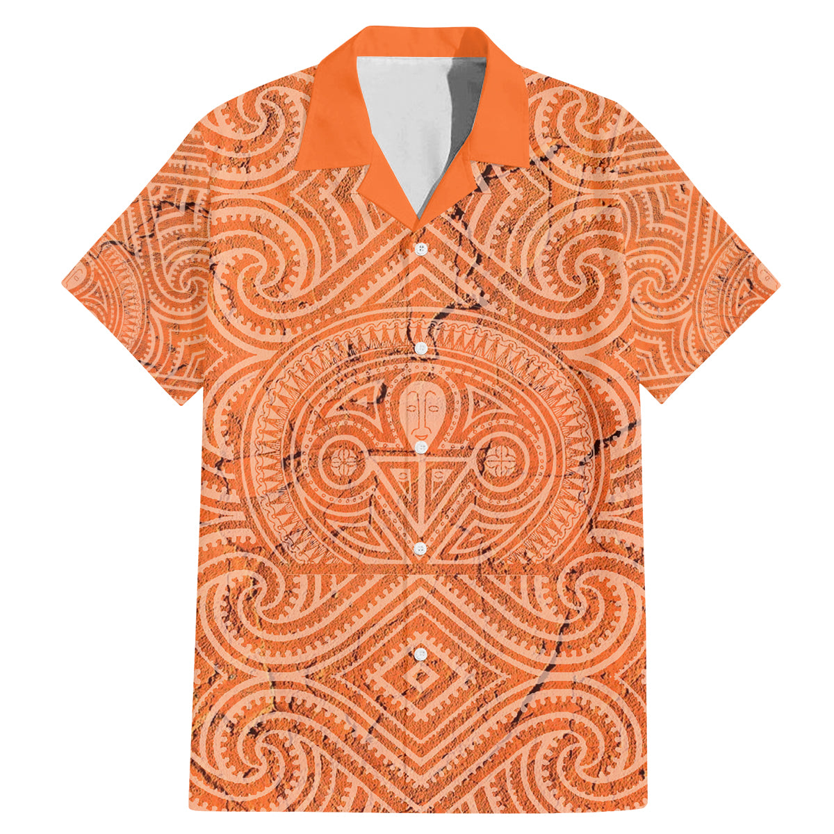 Personalised Lapita Culture Family Matching Mermaid Dress and Hawaiian Shirt Iconic Double Face Pattern LT05 Dad's Shirt - Short Sleeve Brown - Polynesian Pride