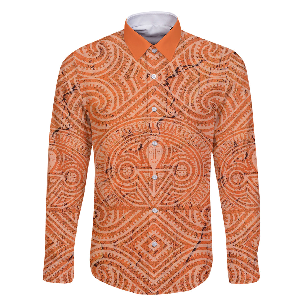 Personalised Lapita Culture Family Matching Off Shoulder Long Sleeve Dress and Hawaiian Shirt Iconic Double Face Pattern LT05 Dad's Shirt - Long Sleeve Brown - Polynesian Pride