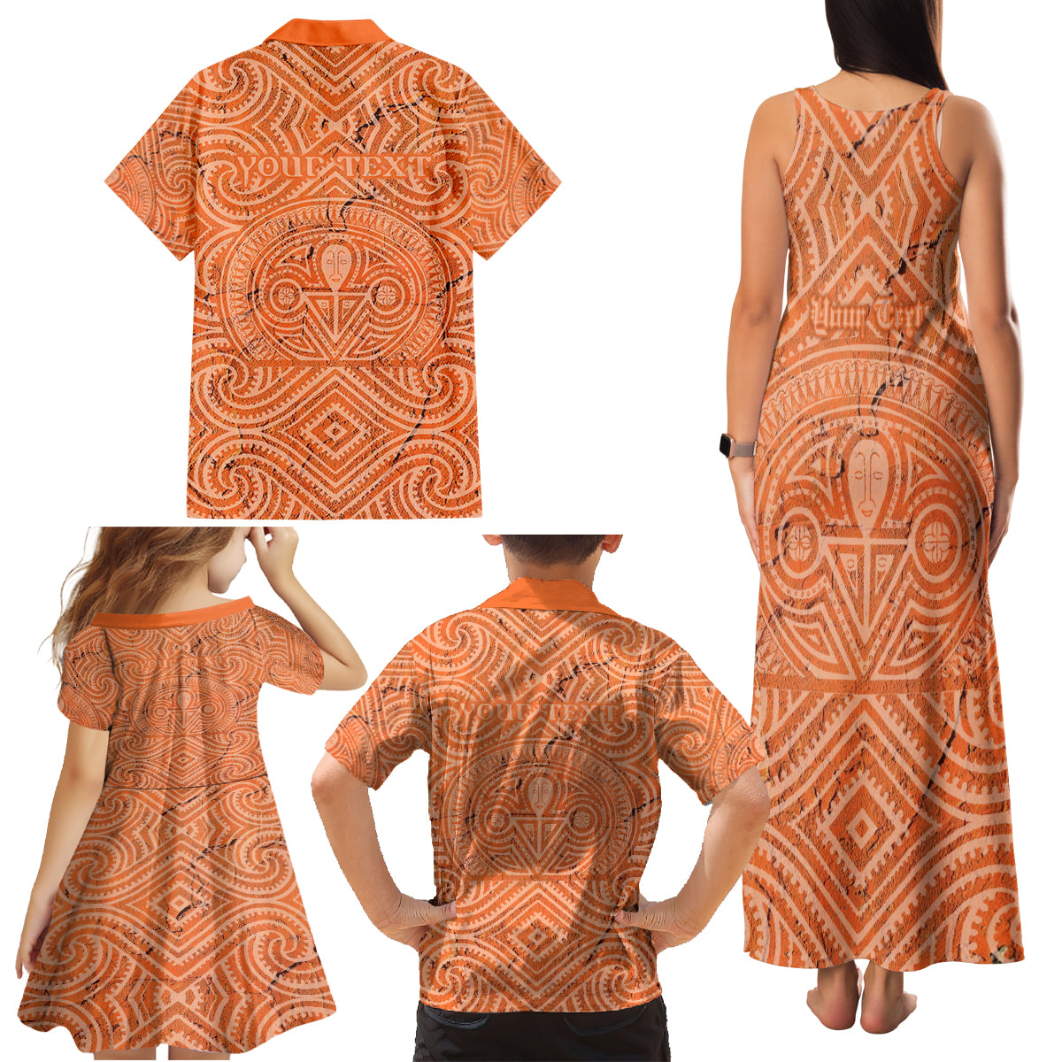 Personalised Lapita Culture Family Matching Tank Maxi Dress and Hawaiian Shirt Iconic Double Face Pattern LT05 - Polynesian Pride