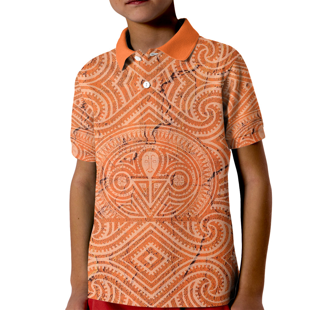 Personalised Lapita Culture Kid Polo Shirt Iconic Double Face Pattern LT05 Kid Brown - Polynesian Pride