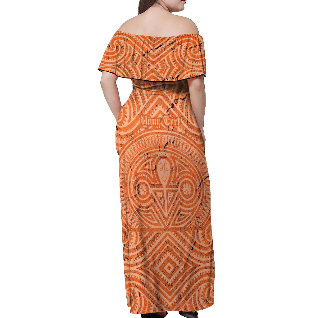 Personalised Lapita Culture Off Shoulder Maxi Dress Iconic Double Face Pattern LT05 - Polynesian Pride
