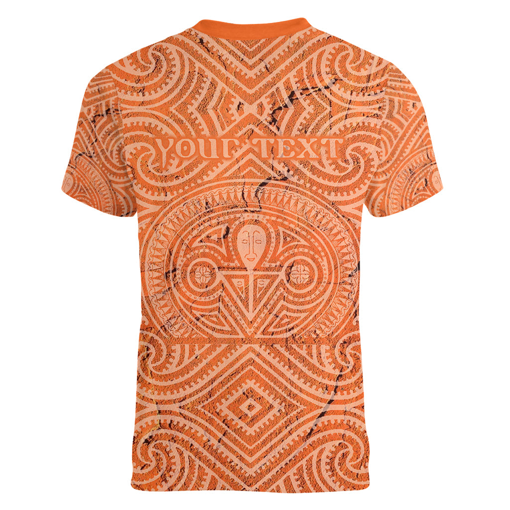 Personalised Lapita Culture Women V Neck T Shirt Iconic Double Face Pattern LT05 - Polynesian Pride