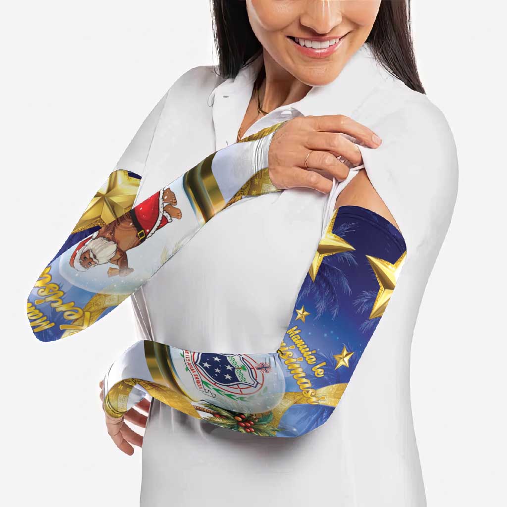 Samoa Christmas Arm Sleeves Snow Globe With Samoan Santa - Polynesian Pride