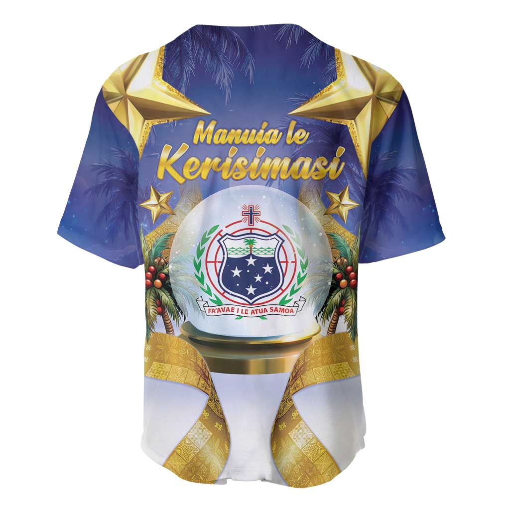 Samoa Christmas Baseball Jersey Snow Globe With Samoan Santa - Polynesian Pride