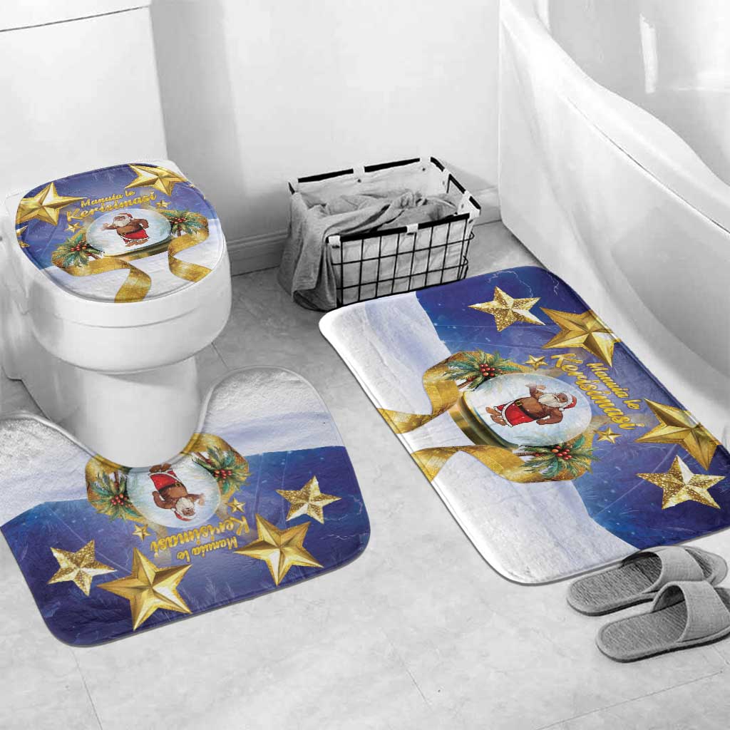 Samoa Christmas Bathroom Set Snow Globe With Samoan Santa - Polynesian Pride