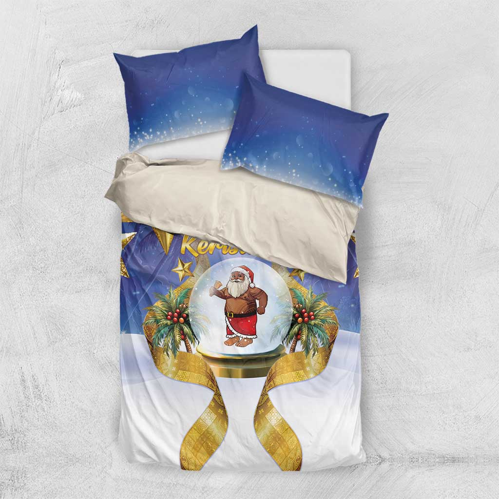 Samoa Christmas Bedding Set Snow Globe With Samoan Santa - Polynesian Pride