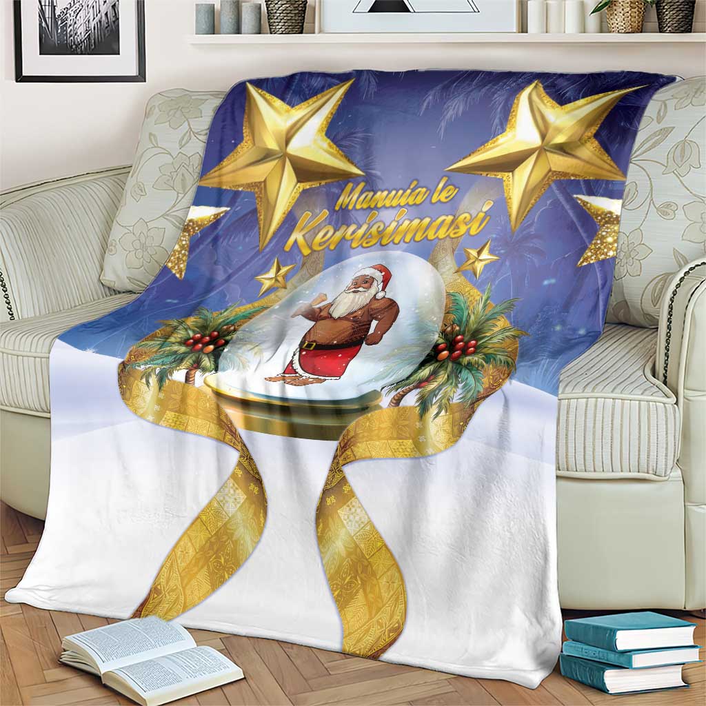 Samoa Christmas Blanket Snow Globe With Samoan Santa - Polynesian Pride