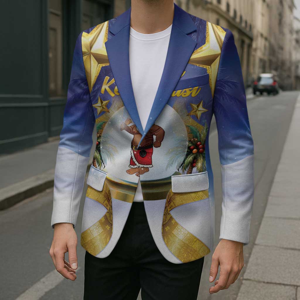 Samoa Christmas Blazer Snow Globe With Samoan Santa - Polynesian Pride