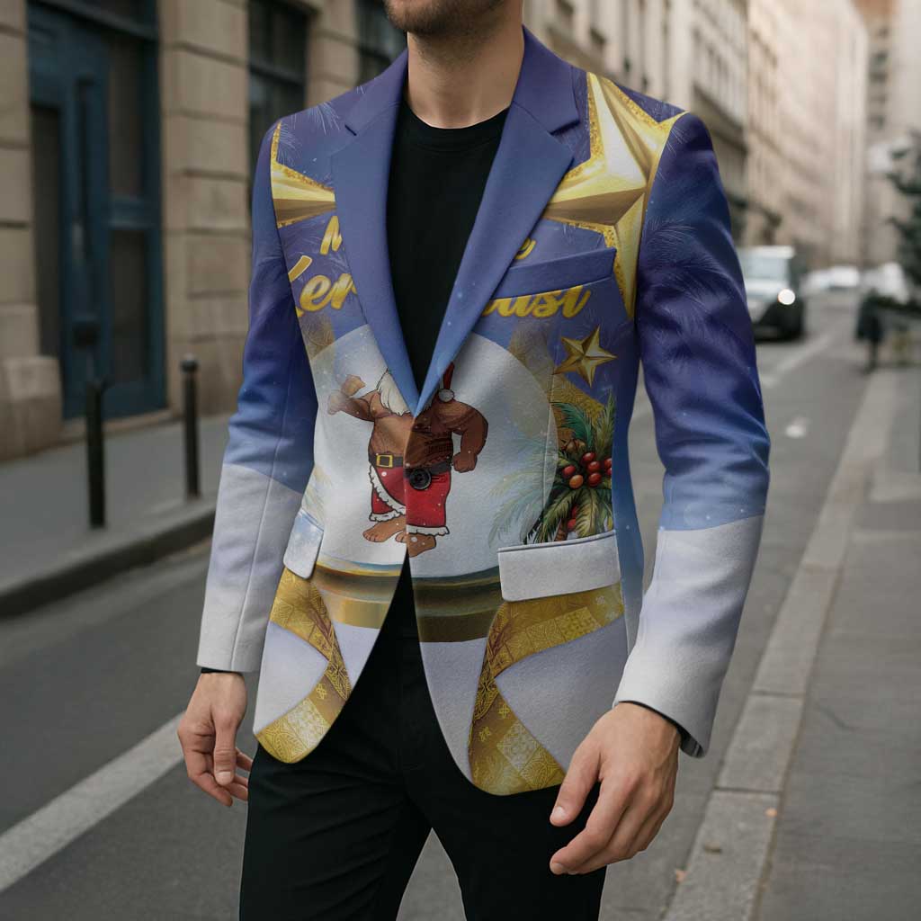Samoa Christmas Blazer Snow Globe With Samoan Santa - Polynesian Pride