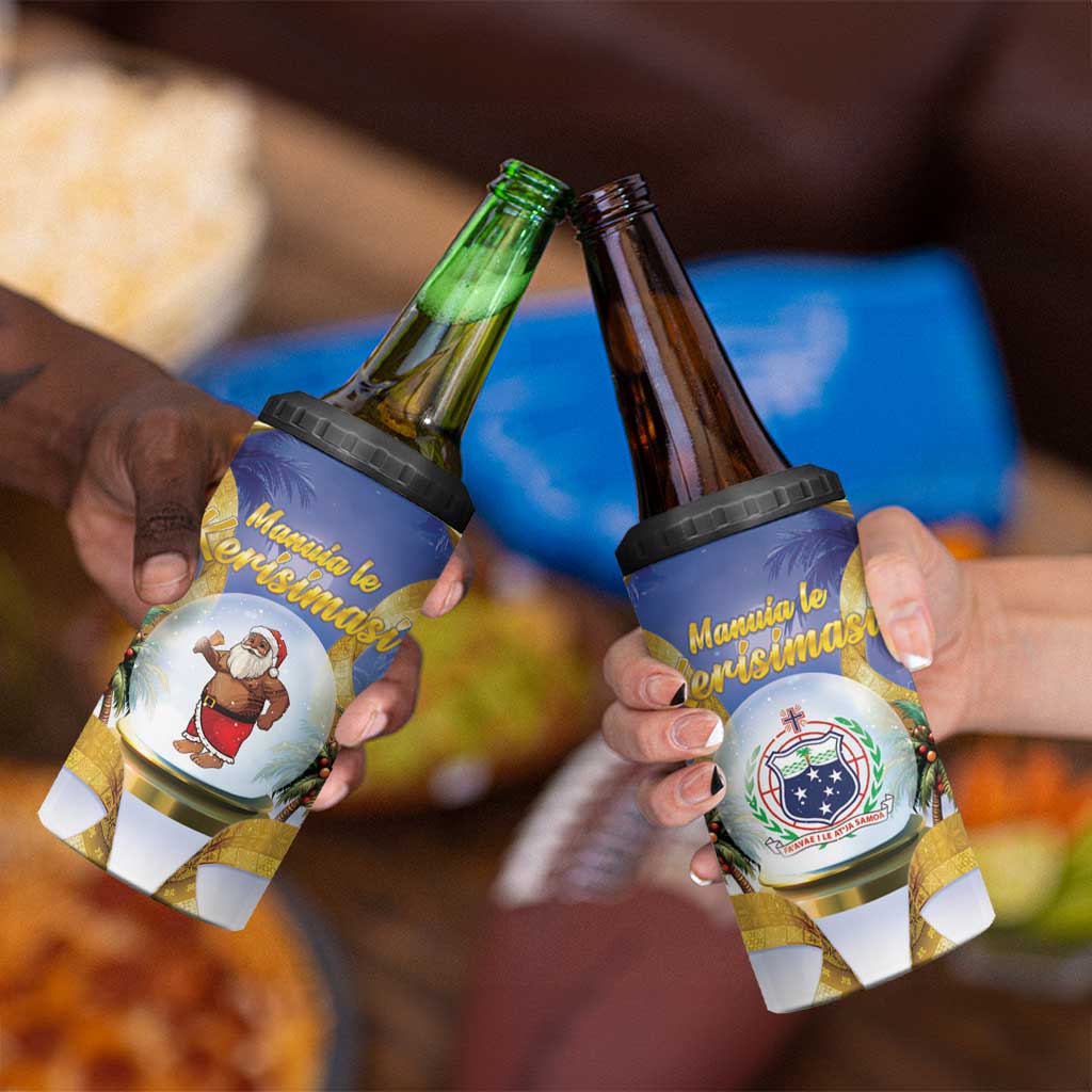 Samoa Christmas 4 in 1 Can Cooler Tumbler Snow Globe With Samoan Santa - Polynesian Pride