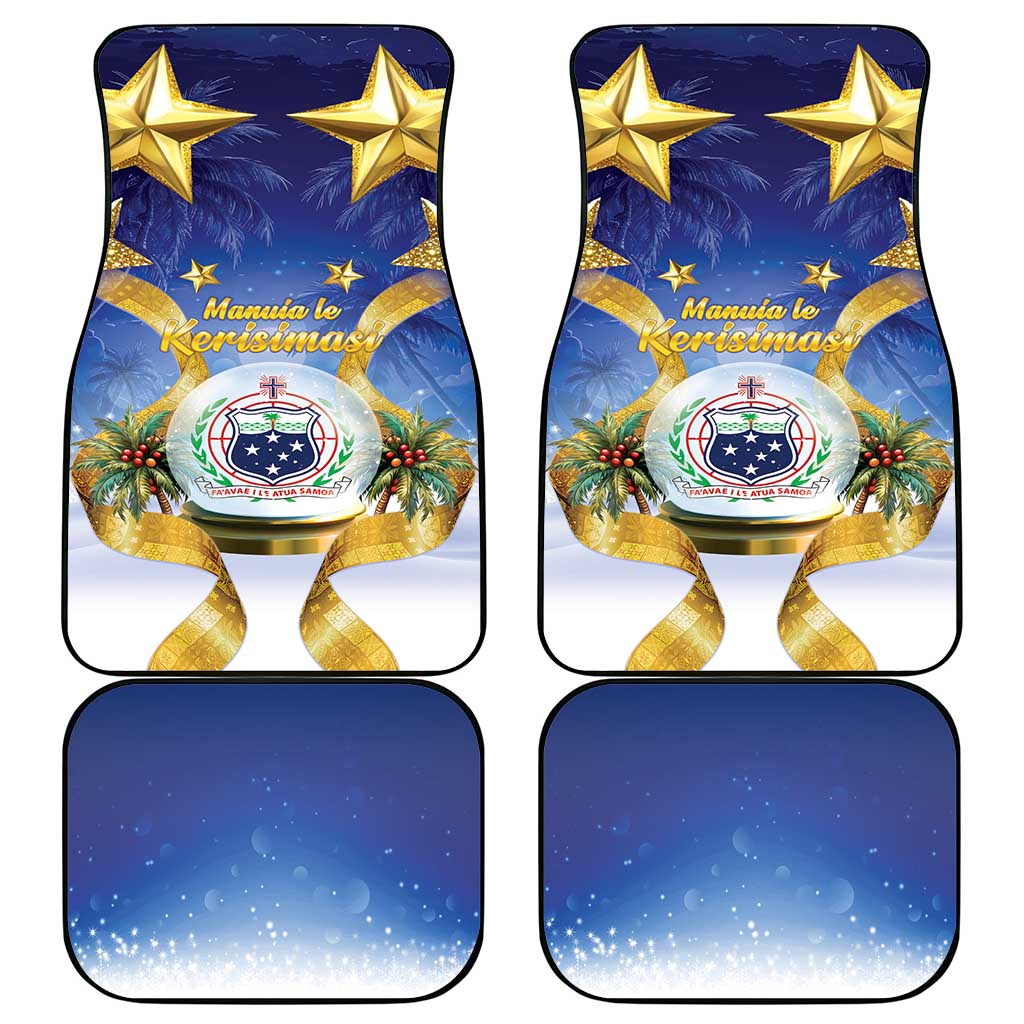 Samoa Christmas Car Mats Snow Globe With Samoan Santa - Polynesian Pride