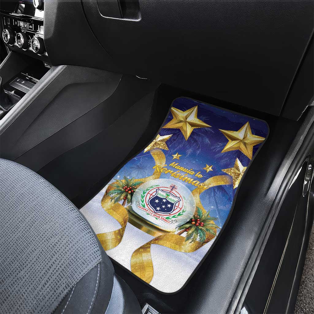 Samoa Christmas Car Mats Snow Globe With Samoan Santa - Polynesian Pride