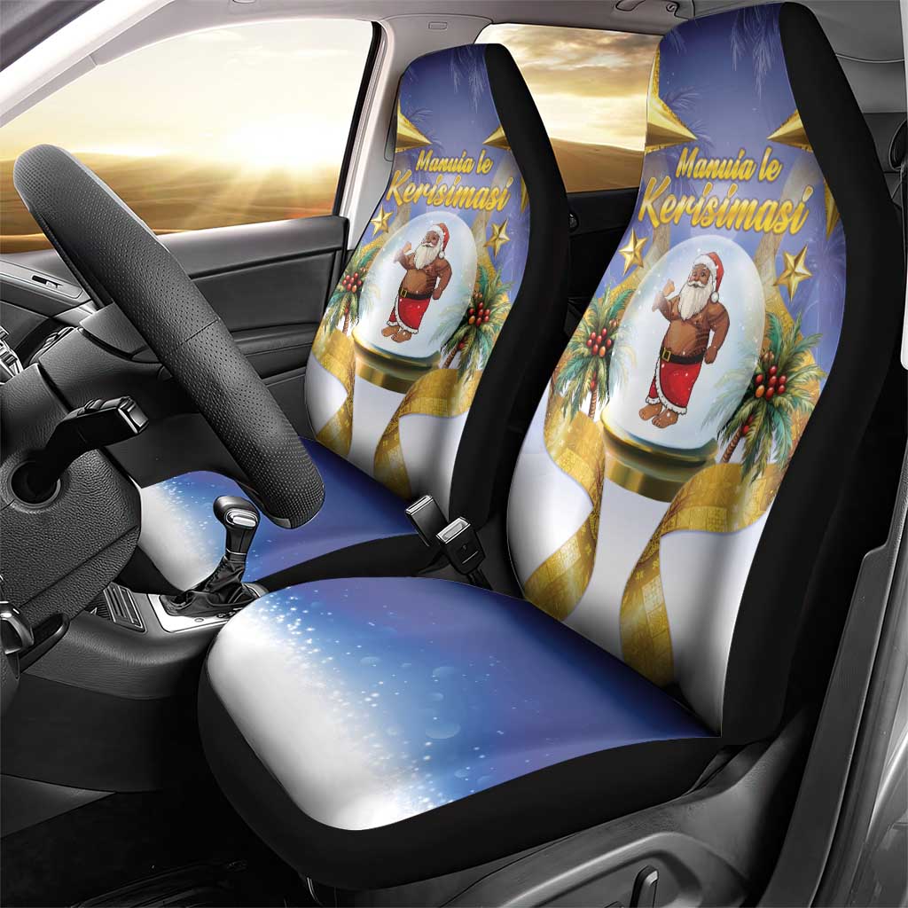 Samoa Christmas Car Seat Cover Snow Globe With Samoan Santa - Polynesian Pride