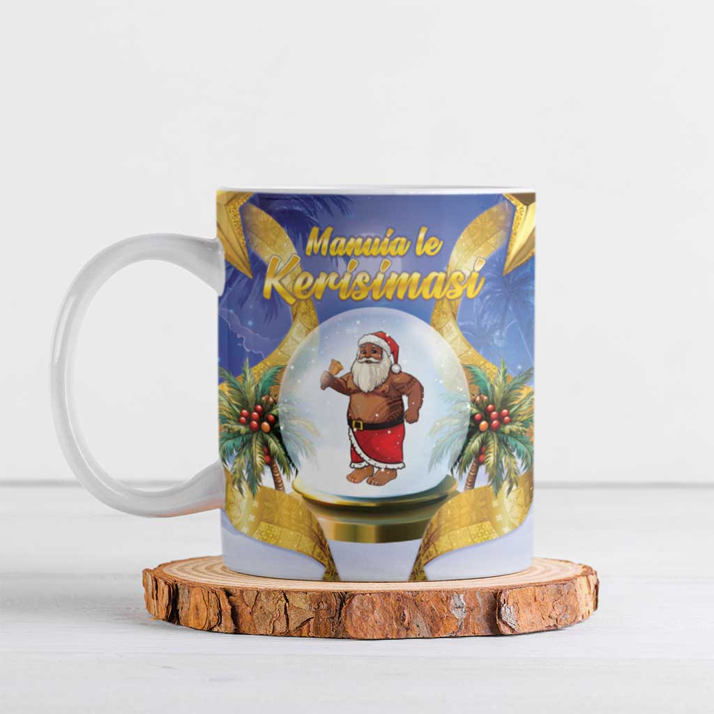 Samoa Christmas Ceramic Mug Snow Globe With Samoan Santa - Polynesian Pride