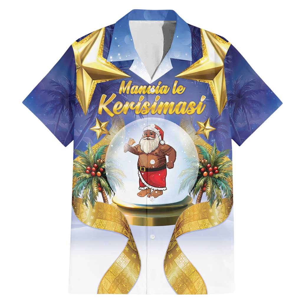 Samoa Christmas Family Matching Mermaid Dress and Hawaiian Shirt Snow Globe With Samoan Santa - undefined