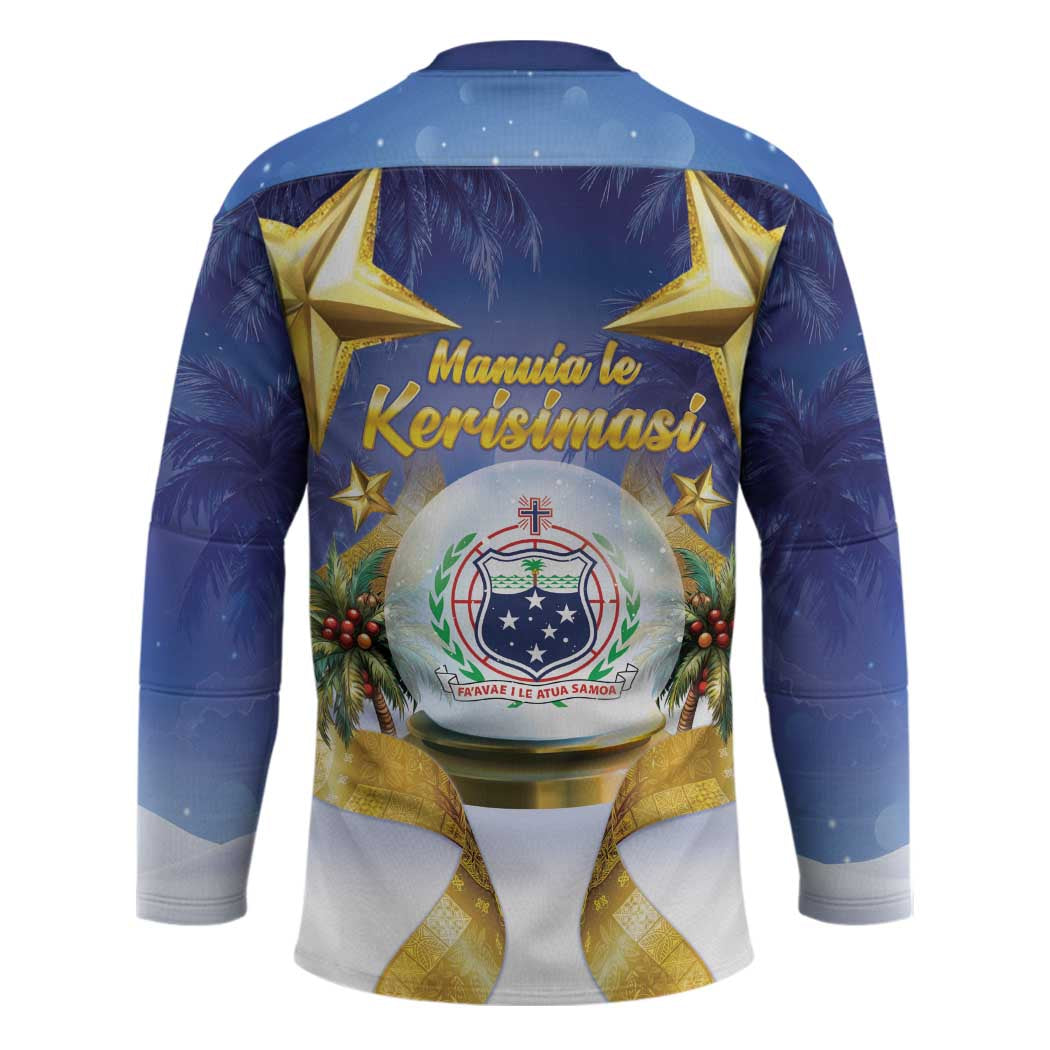 Samoa Christmas Hockey Jersey Snow Globe With Samoan Santa - Polynesian Pride