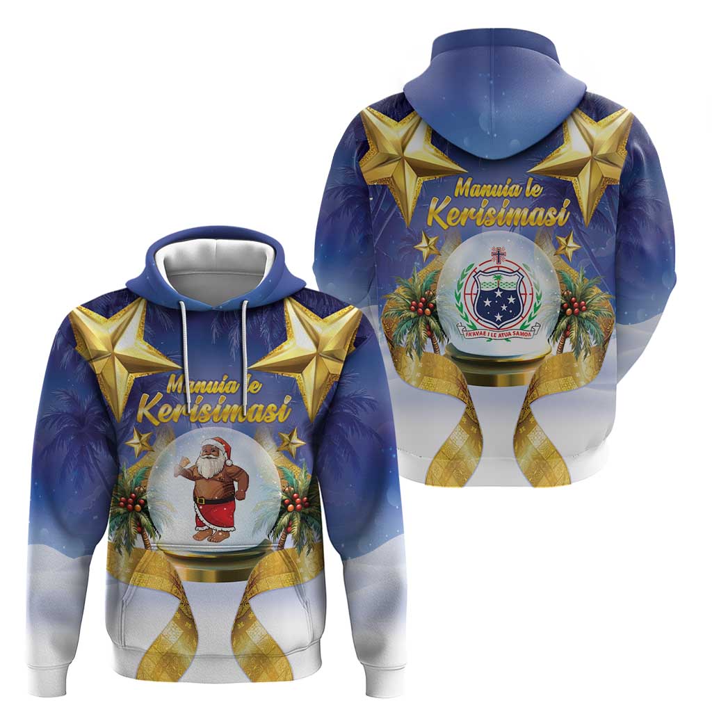 Samoa Christmas Hoodie Snow Globe With Samoan Santa - Polynesian Pride