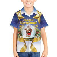 Samoa Christmas Kid Hawaiian Shirt Snow Globe With Samoan Santa - Polynesian Pride