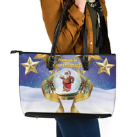 Samoa Christmas Leather Tote Bag Snow Globe With Samoan Santa - Polynesian Pride