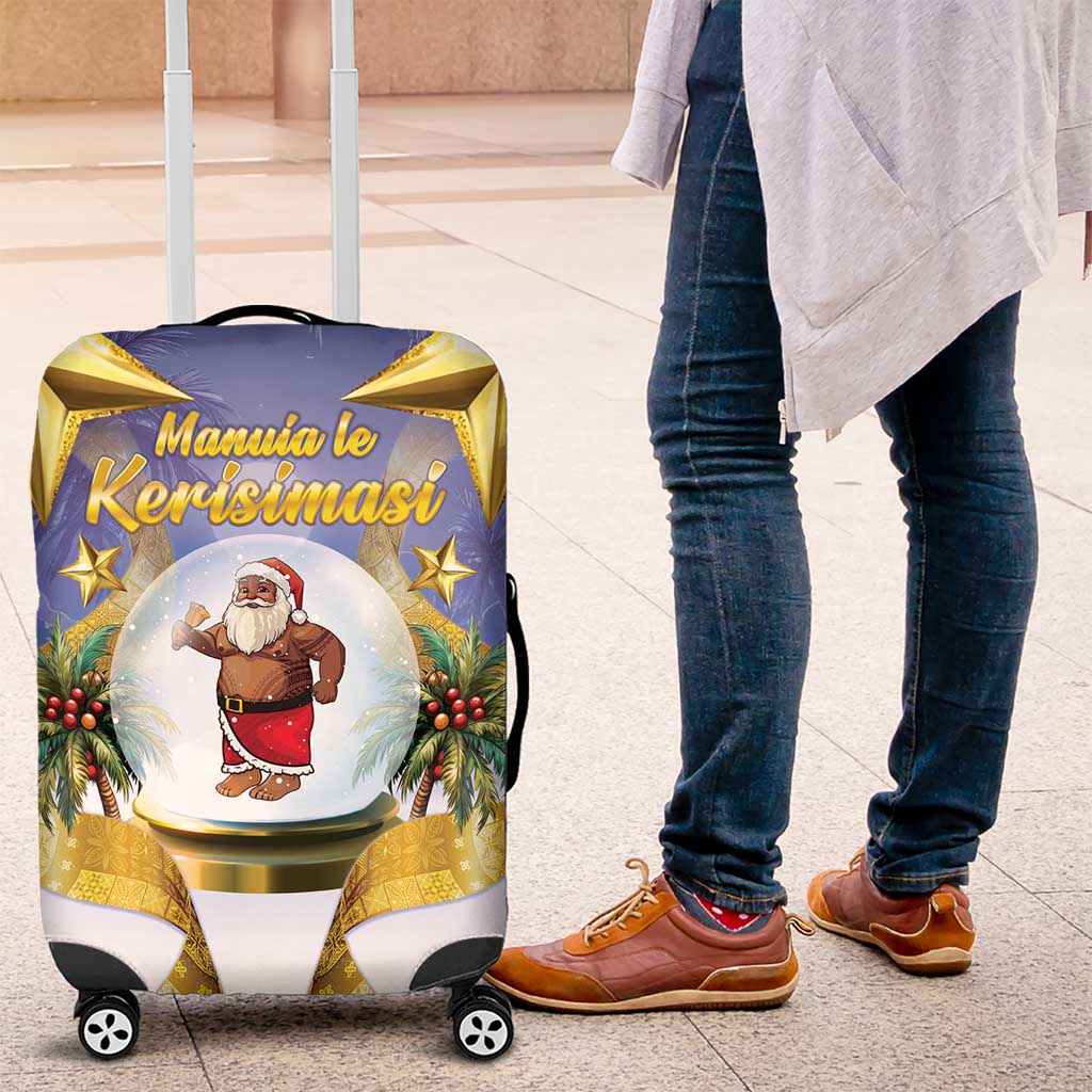 Samoa Christmas Luggage Cover Snow Globe With Samoan Santa - Polynesian Pride