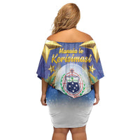 Samoa Christmas Off Shoulder Short Dress Snow Globe With Samoan Santa - Polynesian Pride