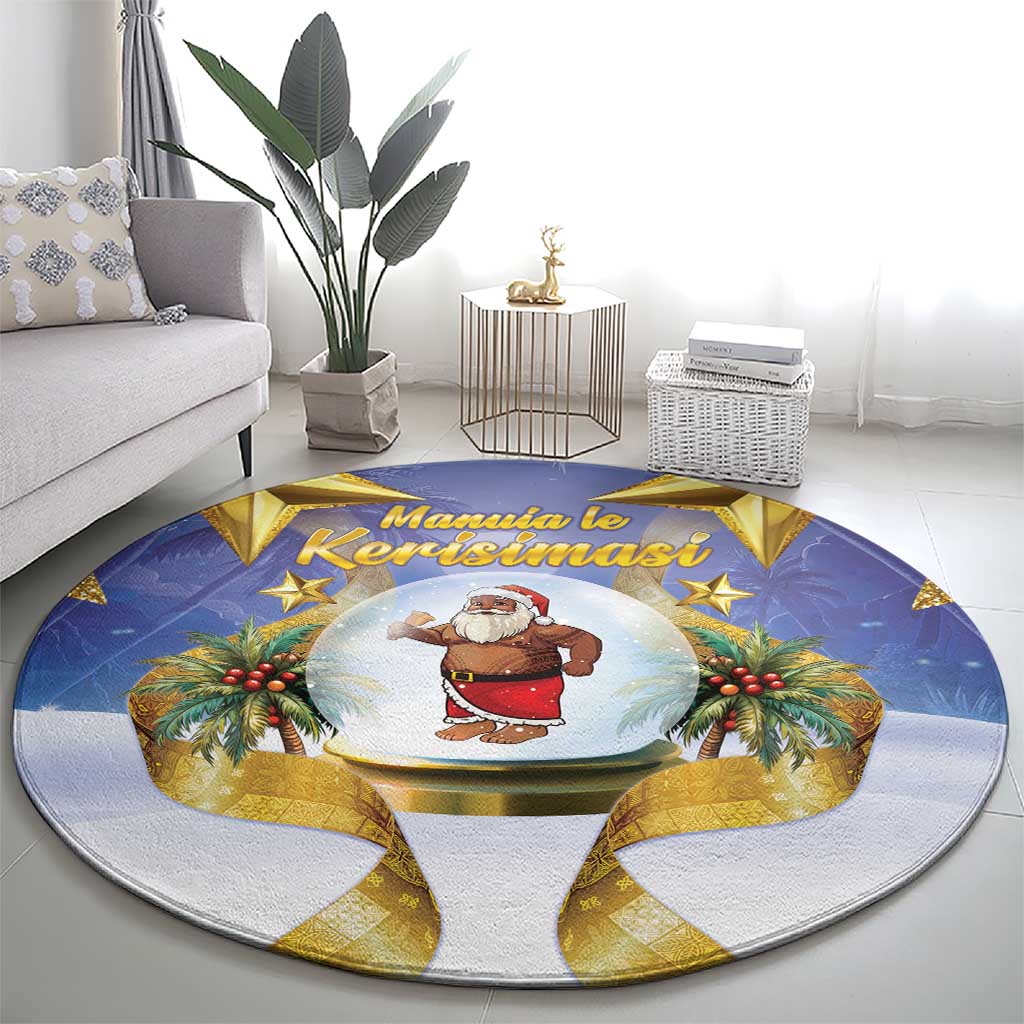 Samoa Christmas Round Carpet Snow Globe With Samoan Santa - Polynesian Pride