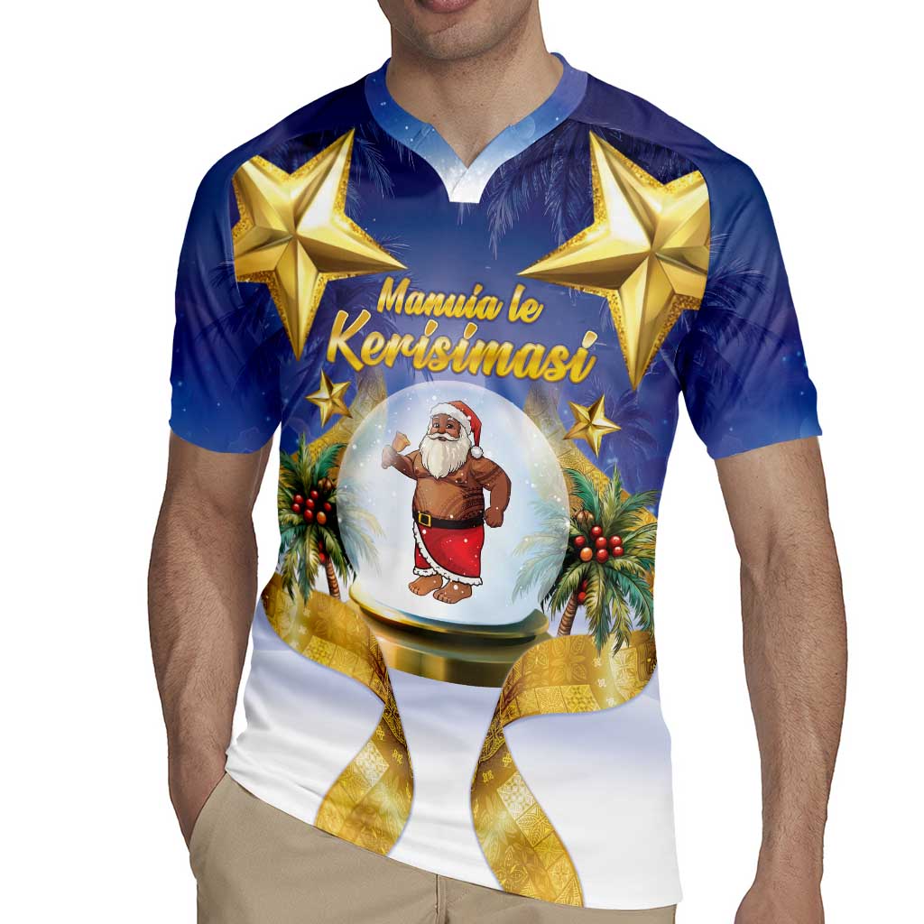 Samoa Christmas Rugby Jersey Snow Globe With Samoan Santa - Polynesian Pride