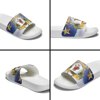 Samoa Christmas Slide Sandals Snow Globe With Samoan Santa - Polynesian Pride