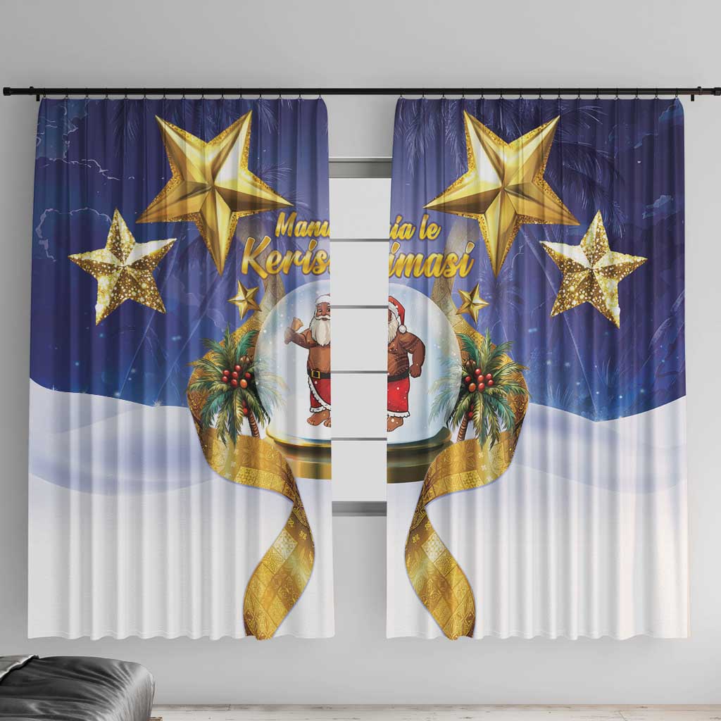Samoa Christmas Window Curtain Snow Globe With Samoan Santa - Polynesian Pride