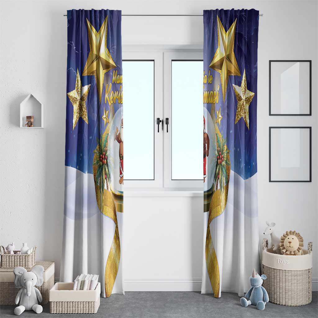 Samoa Christmas Window Curtain Snow Globe With Samoan Santa - Polynesian Pride