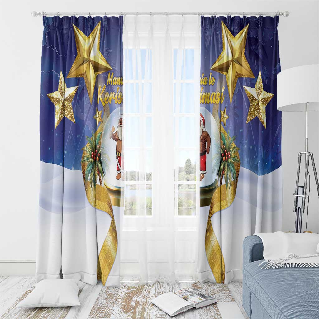 Samoa Christmas Window Curtain Snow Globe With Samoan Santa - Polynesian Pride