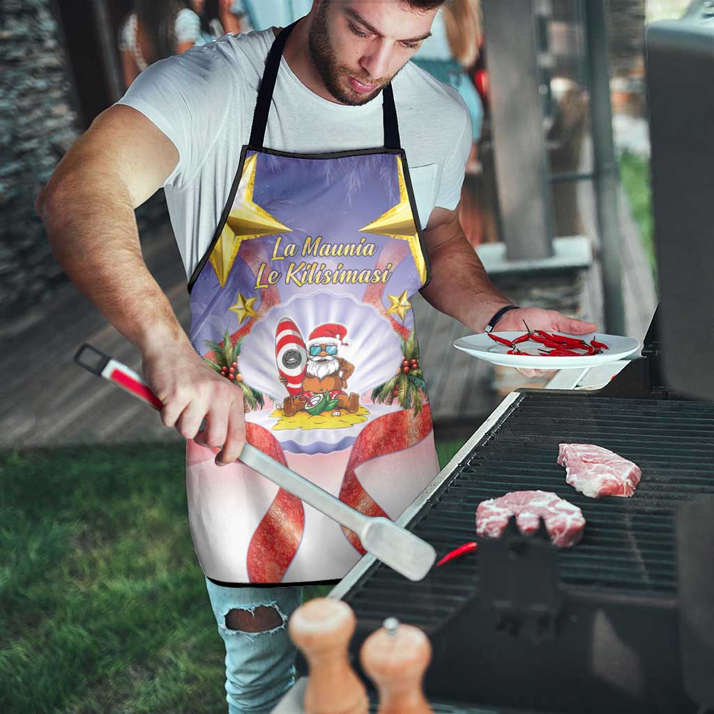 American Samoa Christmas Apron Seashell Santa Beach Vibes - Polynesian Pride
