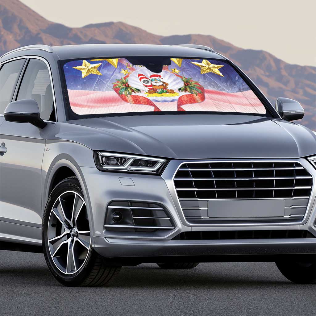 American Samoa Christmas Auto Sun Shade Seashell Santa Beach Vibes - Polynesian Pride