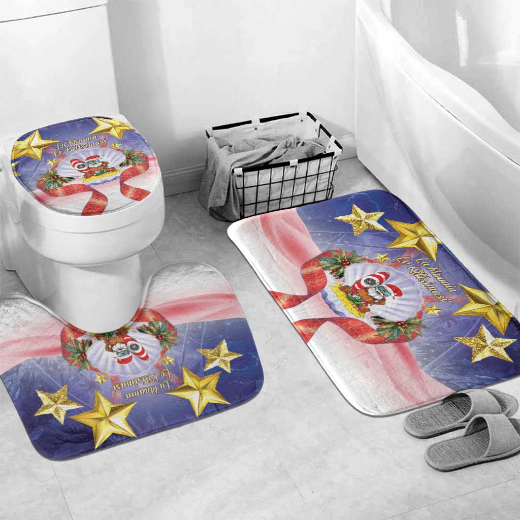 American Samoa Christmas Bathroom Set Seashell Santa Beach Vibes - Polynesian Pride