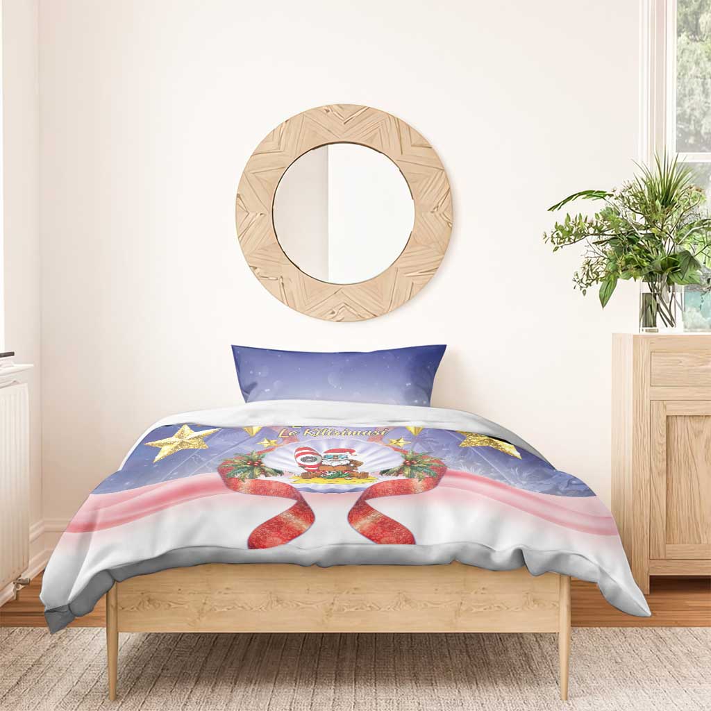 American Samoa Christmas Bedding Set Seashell Santa Beach Vibes - Polynesian Pride