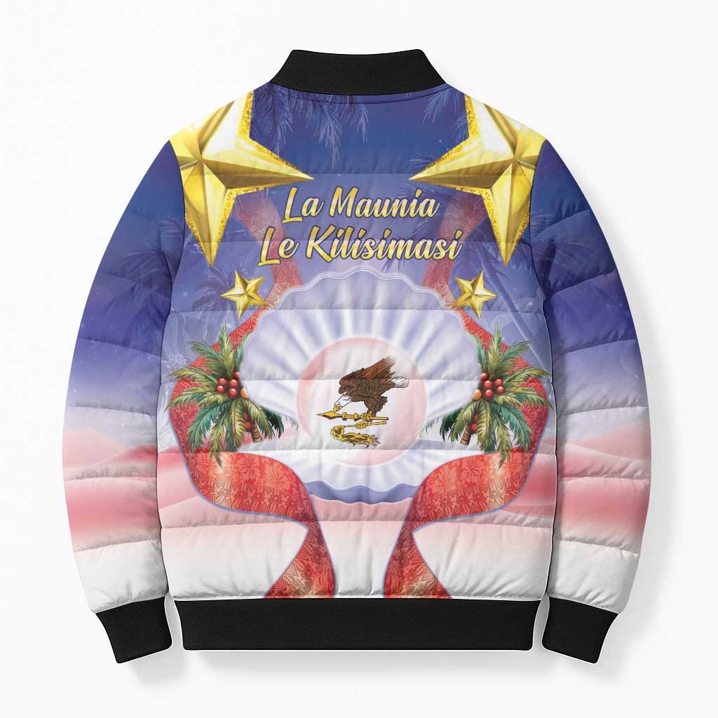 American Samoa Christmas Bomber Puffer Jacket Seashell Santa Beach Vibes - Polynesian Pride