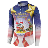American Samoa Christmas Button Sweatshirt Seashell Santa Beach Vibes - Polynesian Pride