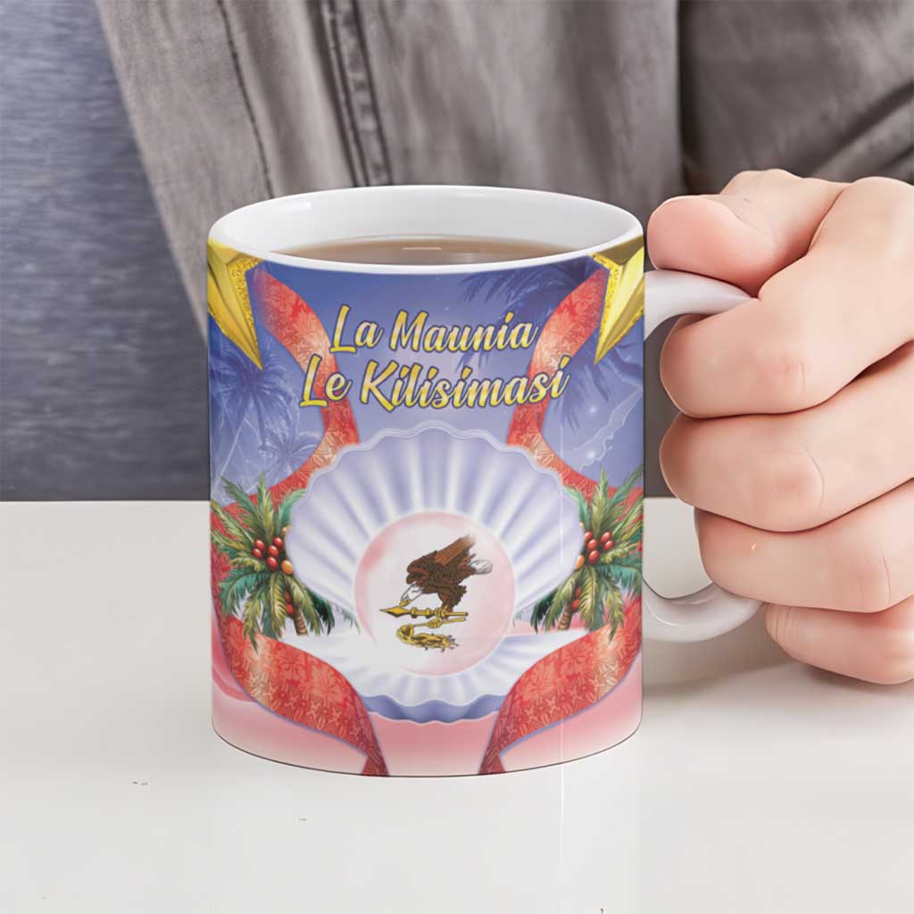 American Samoa Christmas Ceramic Mug Seashell Santa Beach Vibes - Polynesian Pride