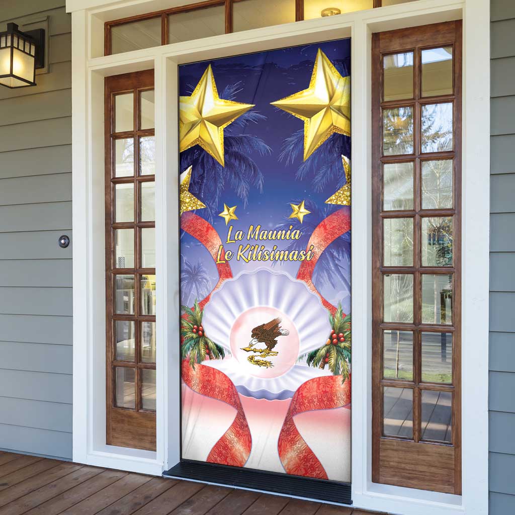 American Samoa Christmas Door Cover Seashell Santa Beach Vibes - Polynesian Pride