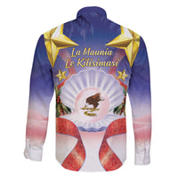 American Samoa Christmas Family Matching Off The Shoulder Long Sleeve Dress and Hawaiian Shirt Seashell Santa Beach Vibes - Polynesian Pride