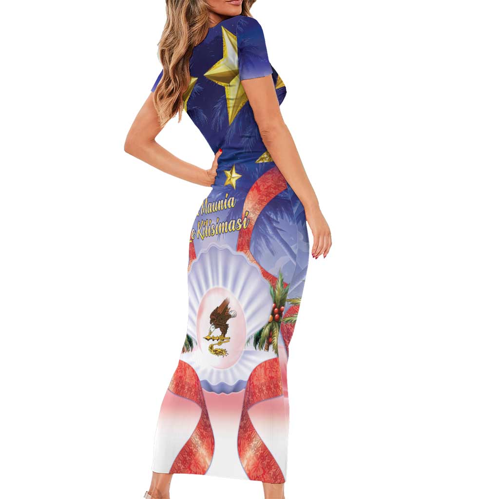 American Samoa Christmas Family Matching Short Sleeve Bodycon Dress and Hawaiian Shirt Seashell Santa Beach Vibes - Polynesian Pride