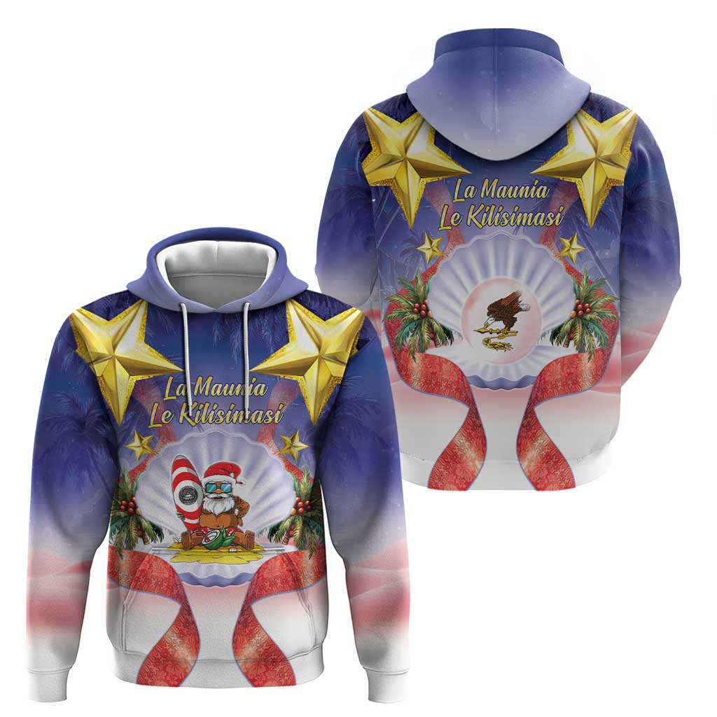 American Samoa Christmas Hoodie Seashell Santa Beach Vibes - Polynesian Pride