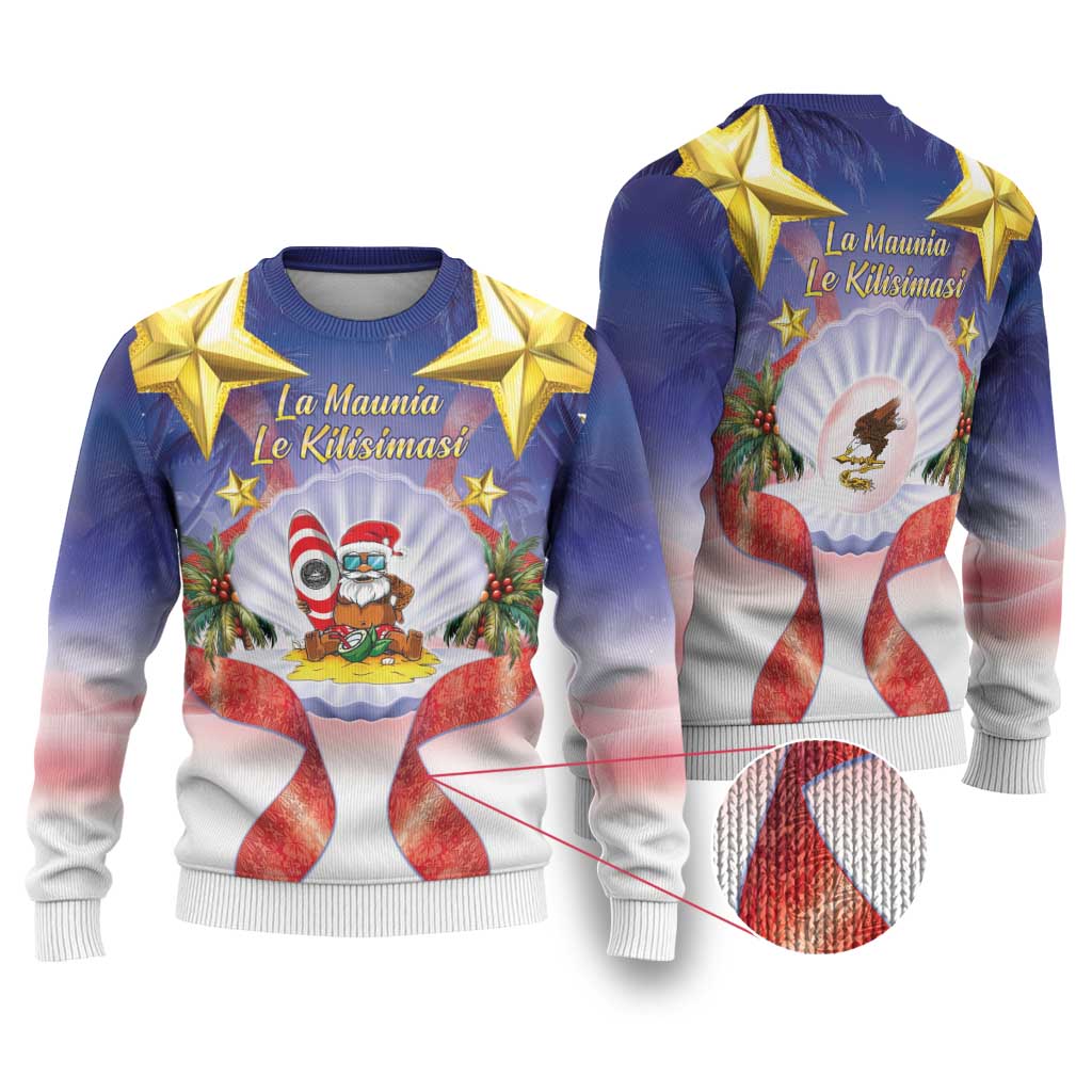 American Samoa Christmas Ugly Christmas Sweater Seashell Santa Beach Vibes - Polynesian Pride