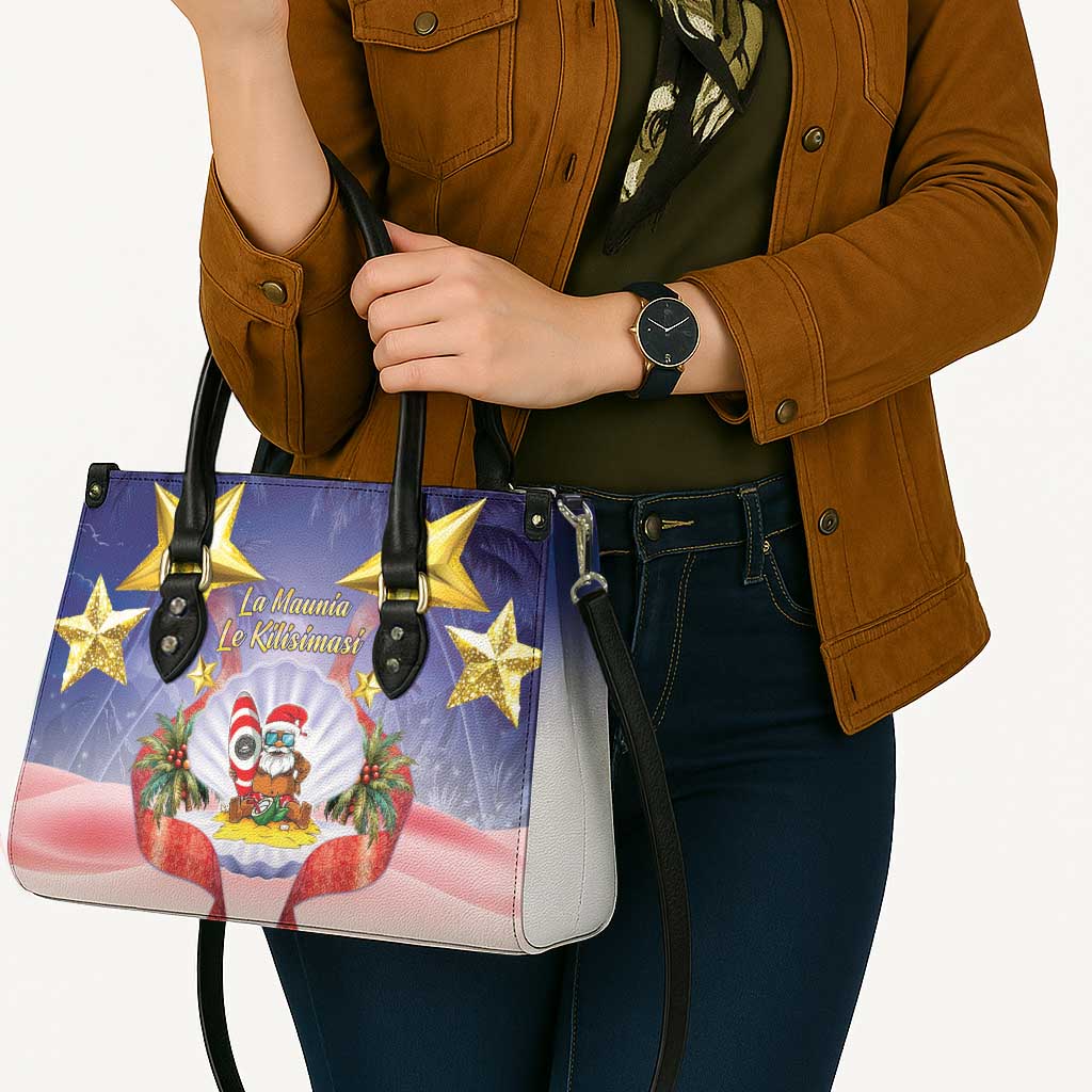 American Samoa Christmas Leather Bag Seashell Santa Beach Vibes - Polynesian Pride